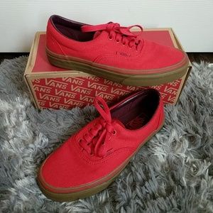 Red vans gum soles